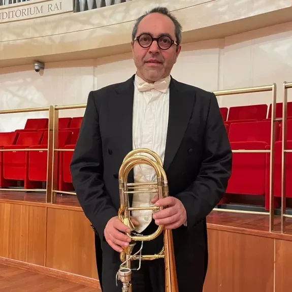 portrait du tromboniste Antonello Mazzucco