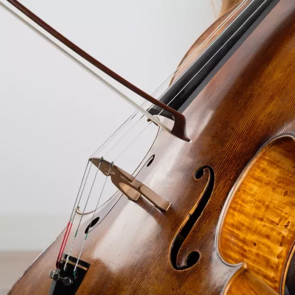 Gros plan sur un violoncelle
