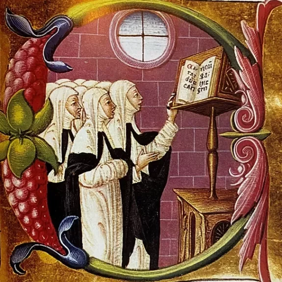 Gravure représentant un chœur de bonnes sœurs 