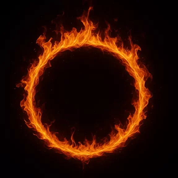Anneau de feu sur fond noir