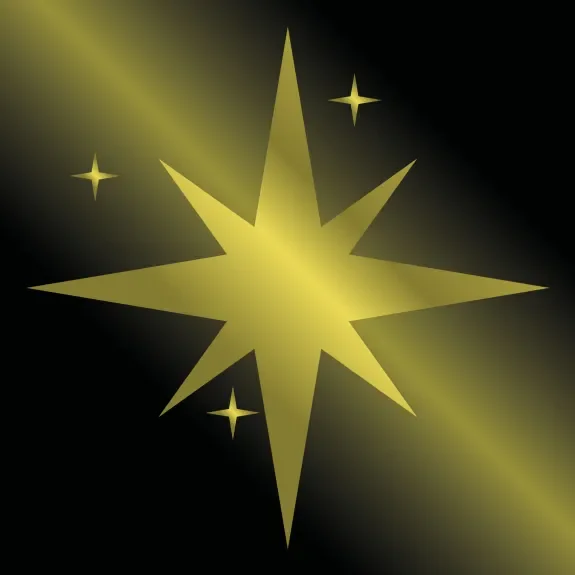 Grande étoile dorée dans un halo lumineux