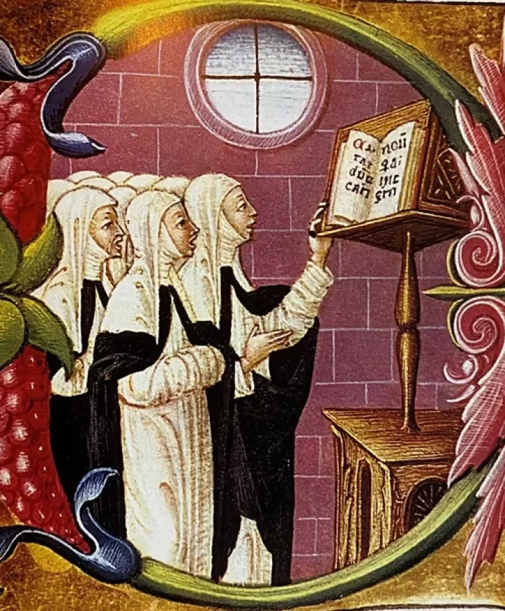 Gravure représentant un chœur de bonnes sœurs 