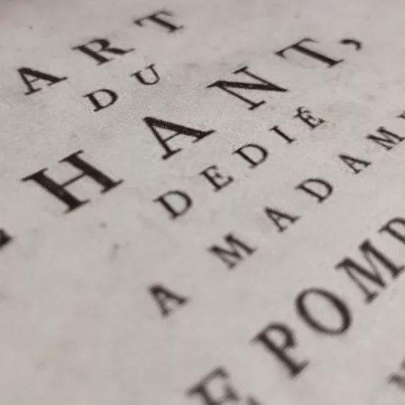 Frontispice L'art du chant dédié à Madame de Pompadour